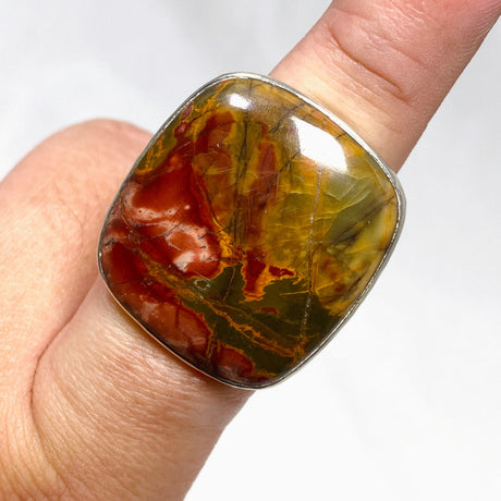 Cherry Creek Jasper Hammered band square ring s.8 KRGJ1607 - Nature's Magick