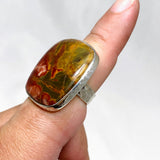 Cherry Creek Jasper Hammered band square ring s.8 KRGJ1607 - Nature's Magick