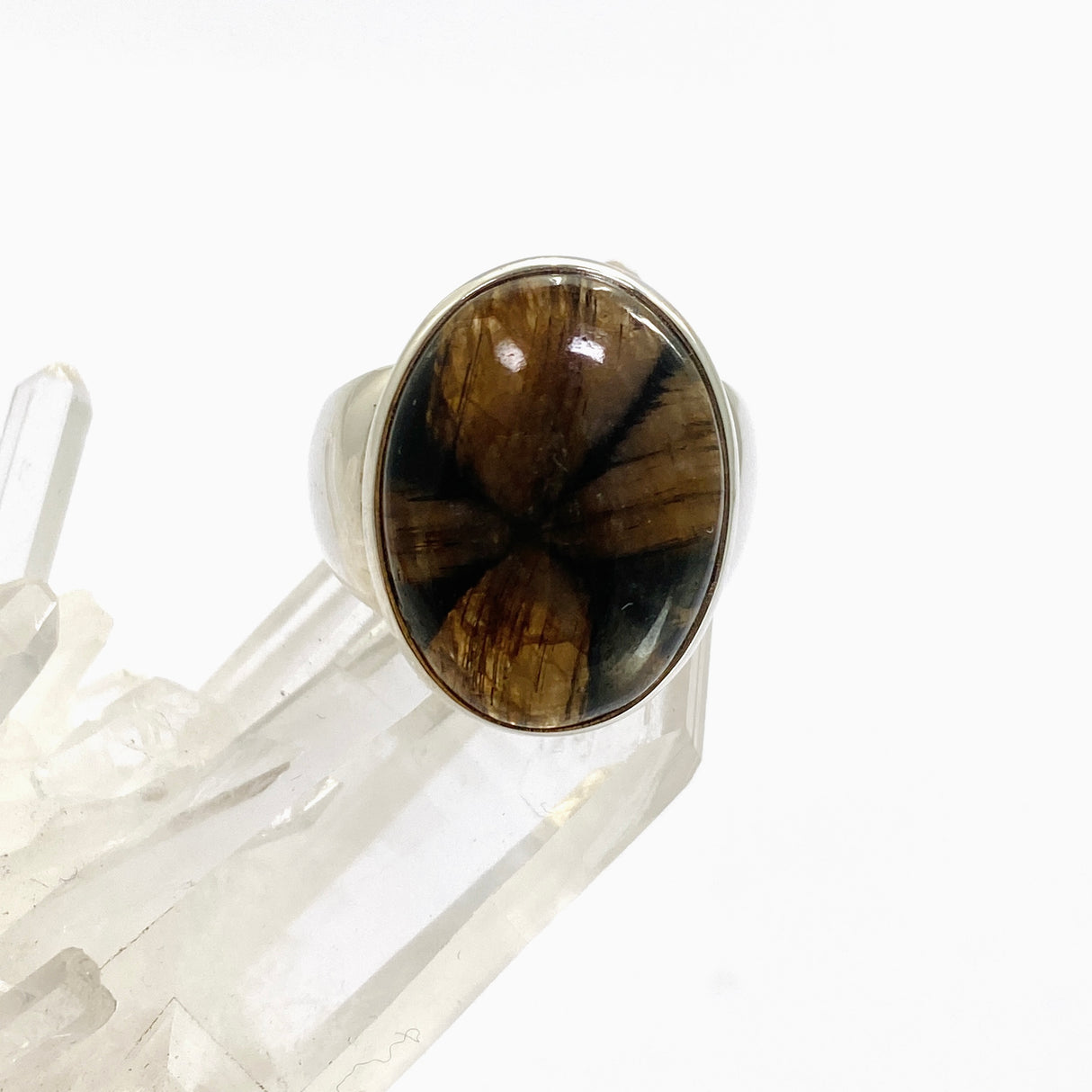 Chiastolite Oval Cabochon Ring Size 9 PRGJ918