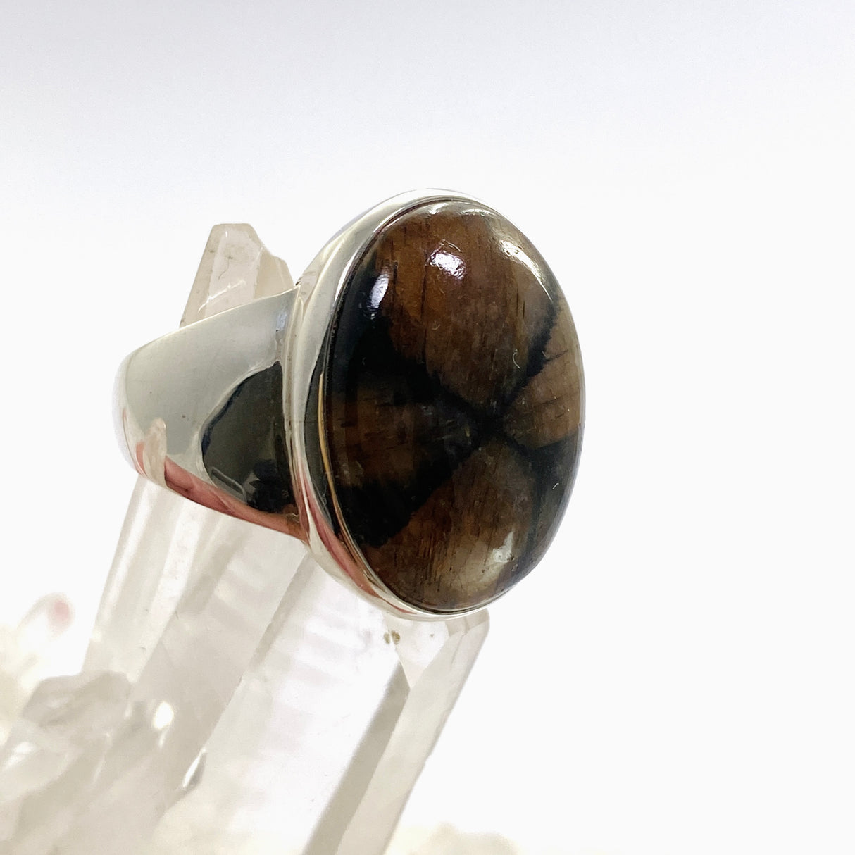 Chiastolite Oval Cabochon Ring Size 9 PRGJ918