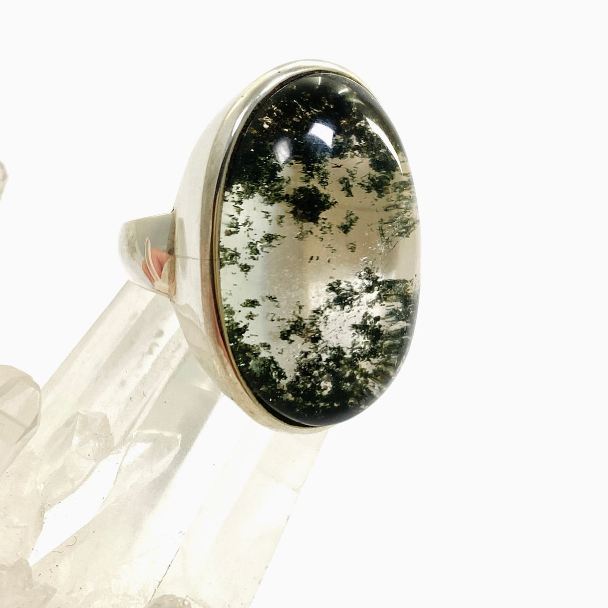 Chlorite in Quartz Oval Cabochon Ring Size 8.5 PRGJ917