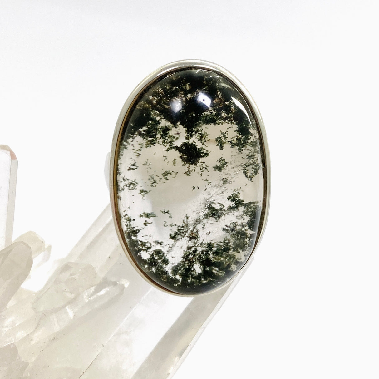 Chlorite in Quartz Oval Cabochon Ring Size 8.5 PRGJ917