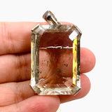 Chlorite Inclusion Quartz Rectangular Checkerboard Faceted Pendant PPGJ898