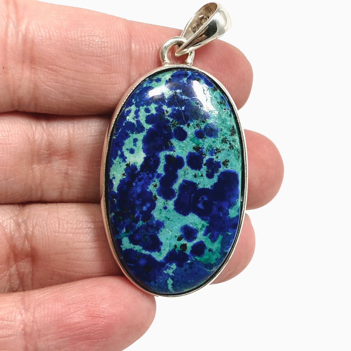 Chrysocolla and Azurite Oval Cabochon Pendant PPGJ1187