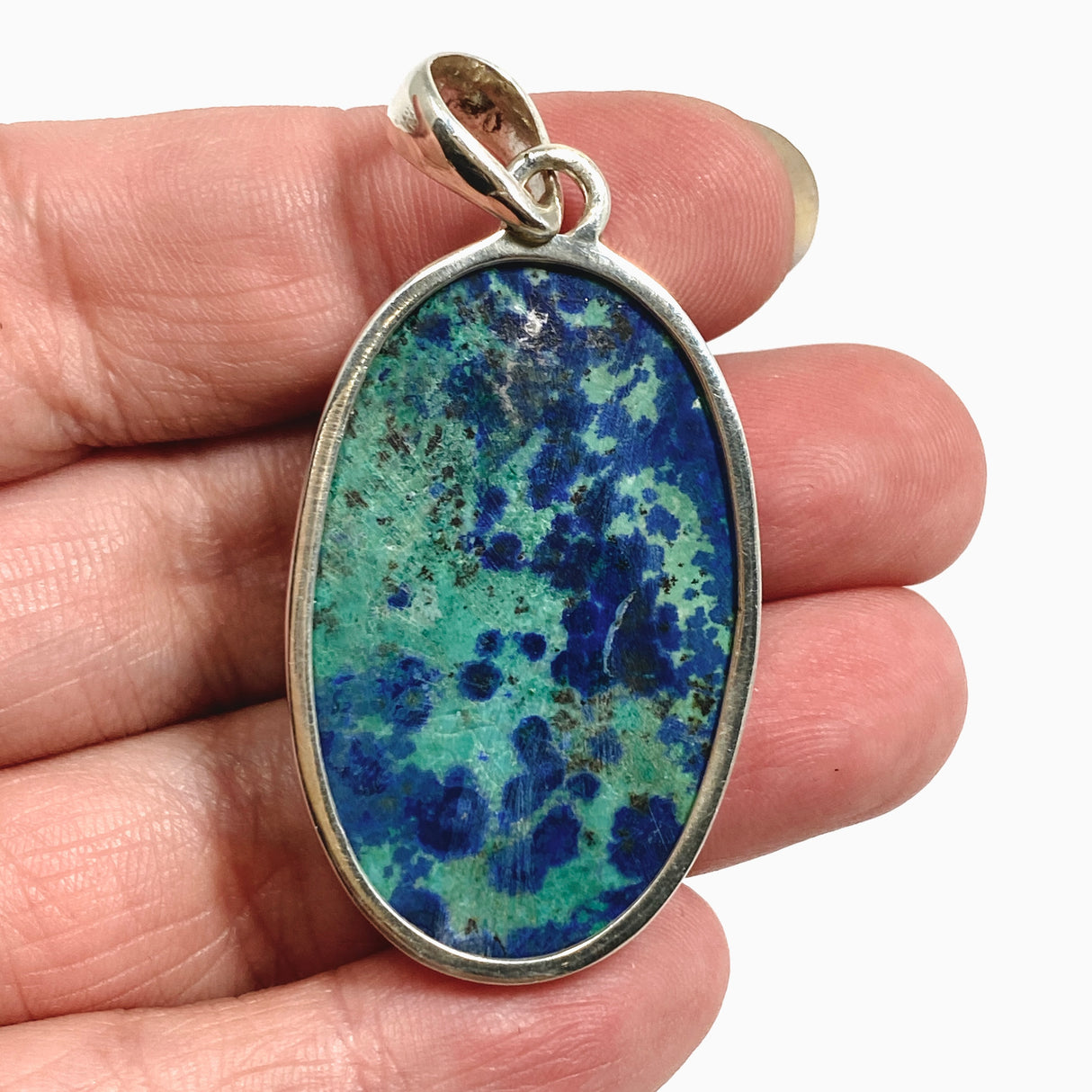 Chrysocolla and Azurite Oval Cabochon Pendant PPGJ1187