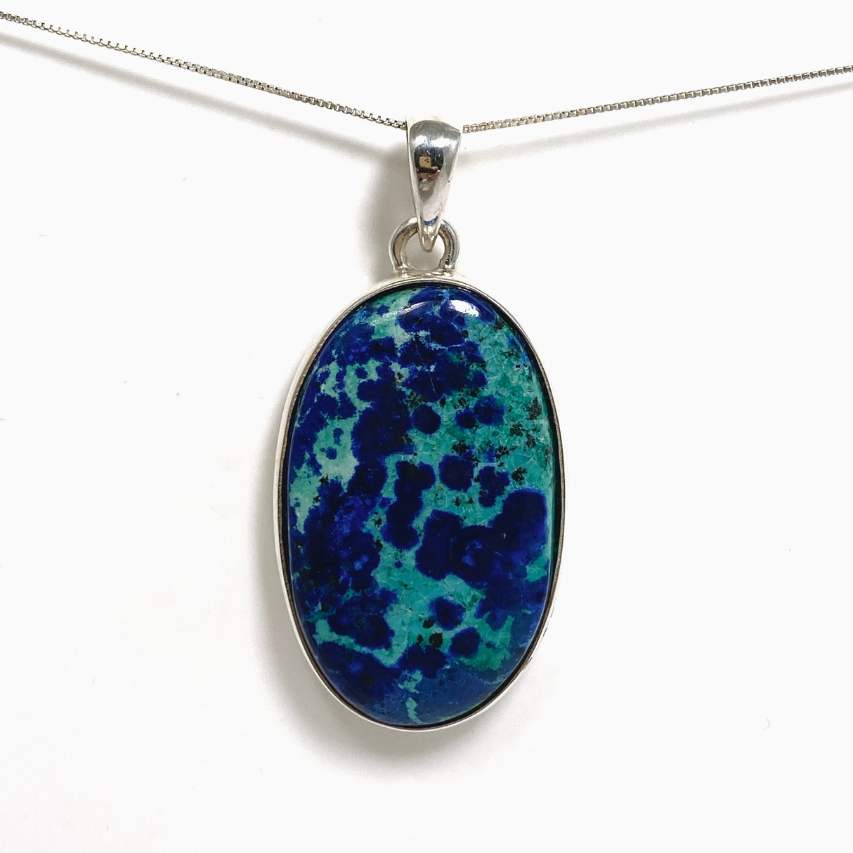 Chrysocolla and Azurite Oval Cabochon Pendant PPGJ1187