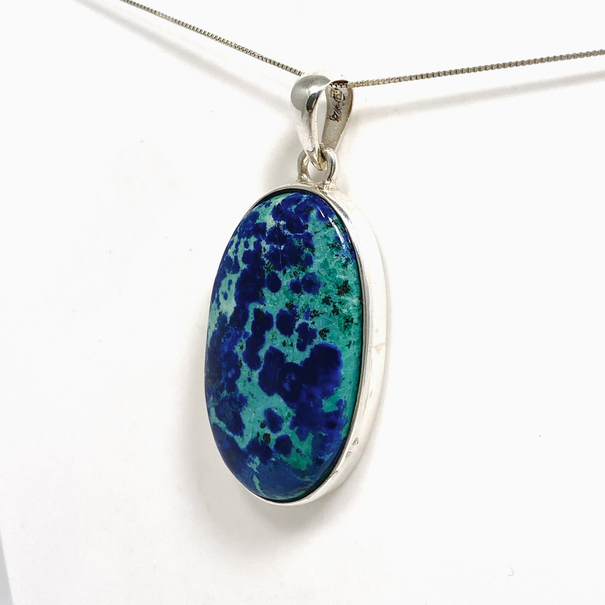 Chrysocolla and Azurite Oval Cabochon Pendant PPGJ1187
