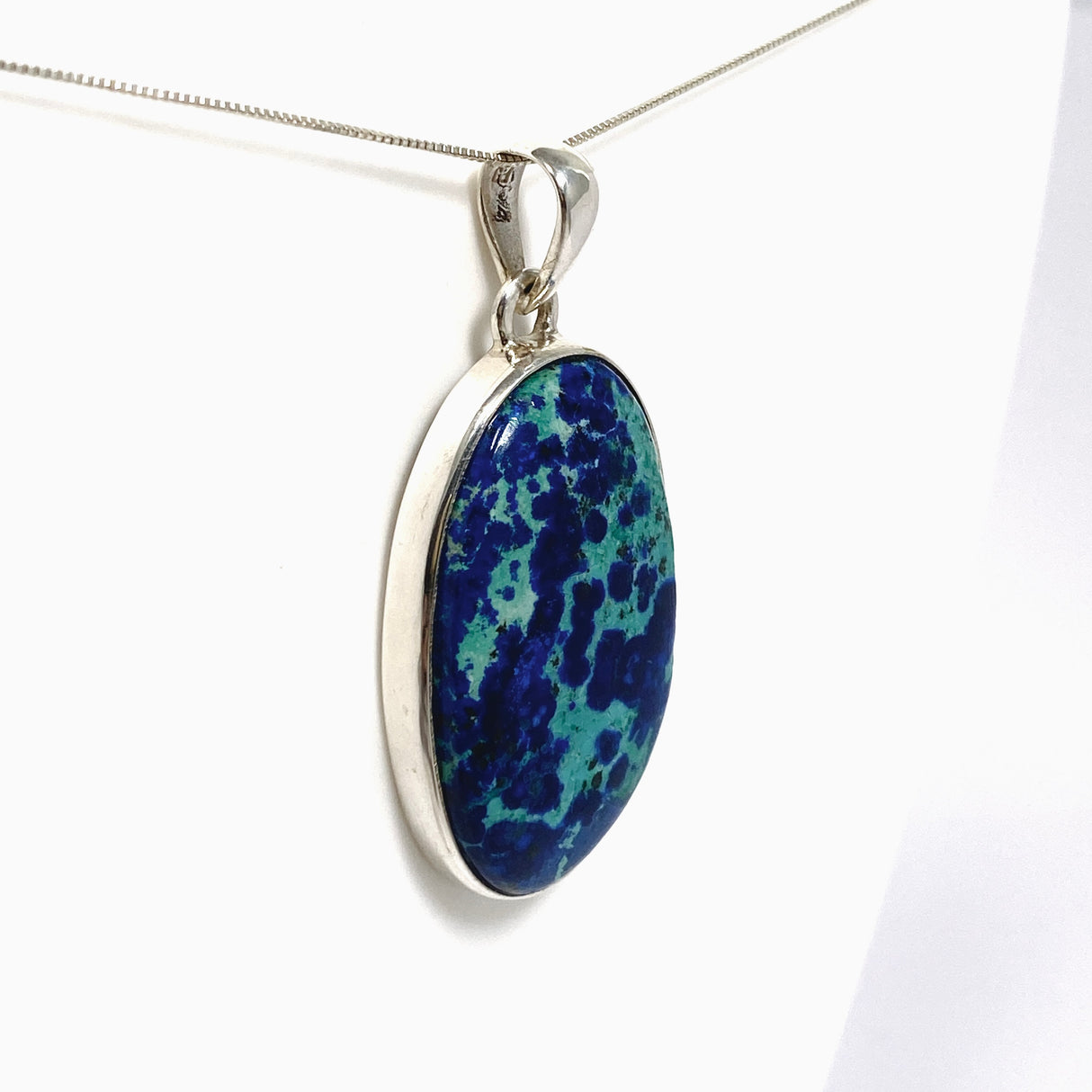 Chrysocolla and Azurite Oval Cabochon Pendant PPGJ1187