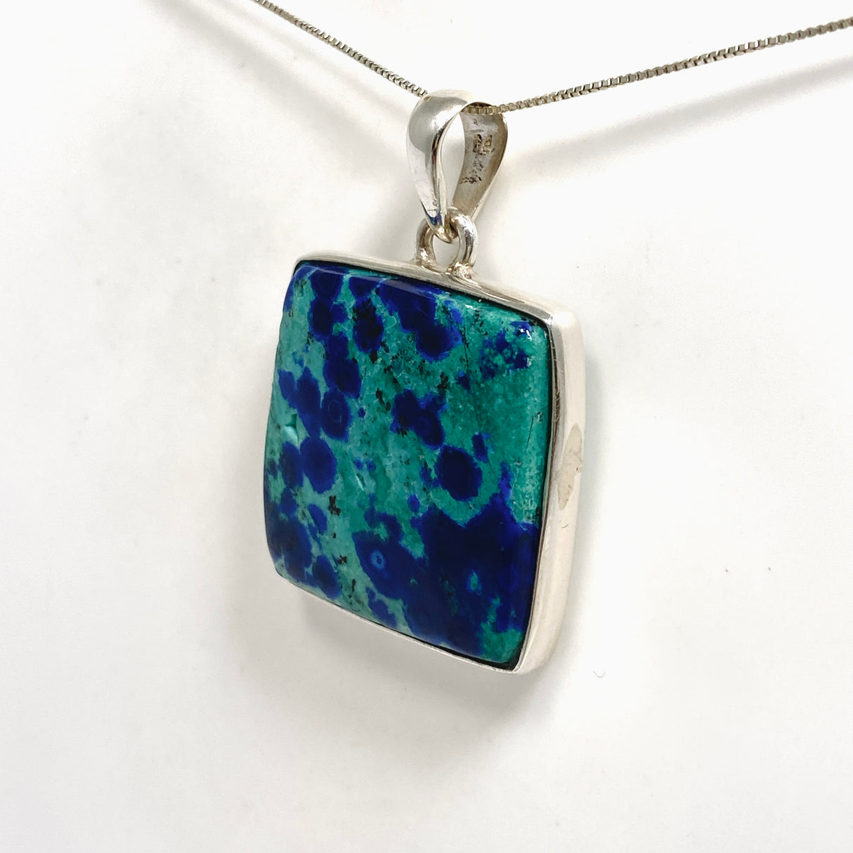 Chrysocolla and Azurite Square Cabochon Pendant PPGJ1189