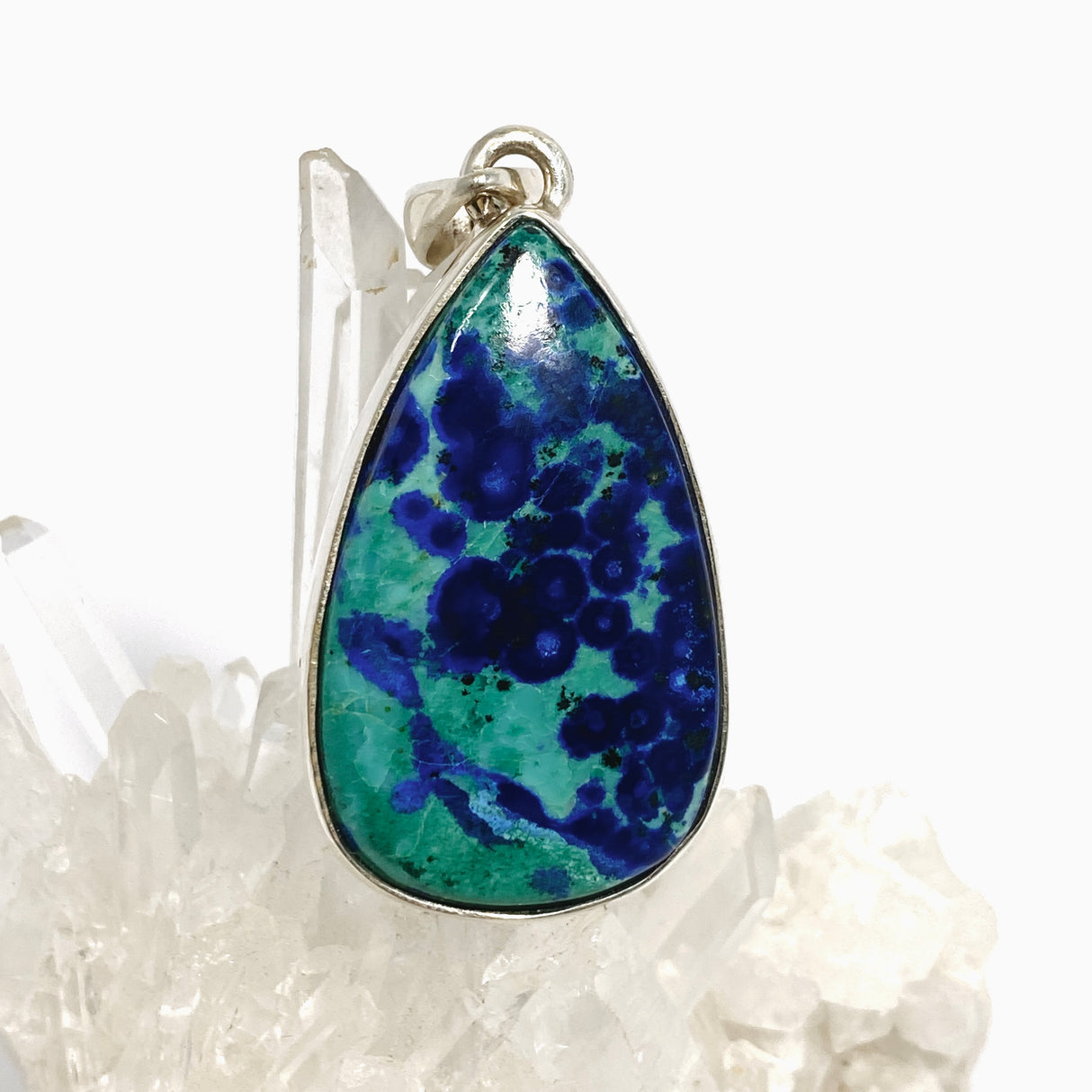 Chrysocolla and Azurite Teardrop Cabochon Pendant PPGJ1188