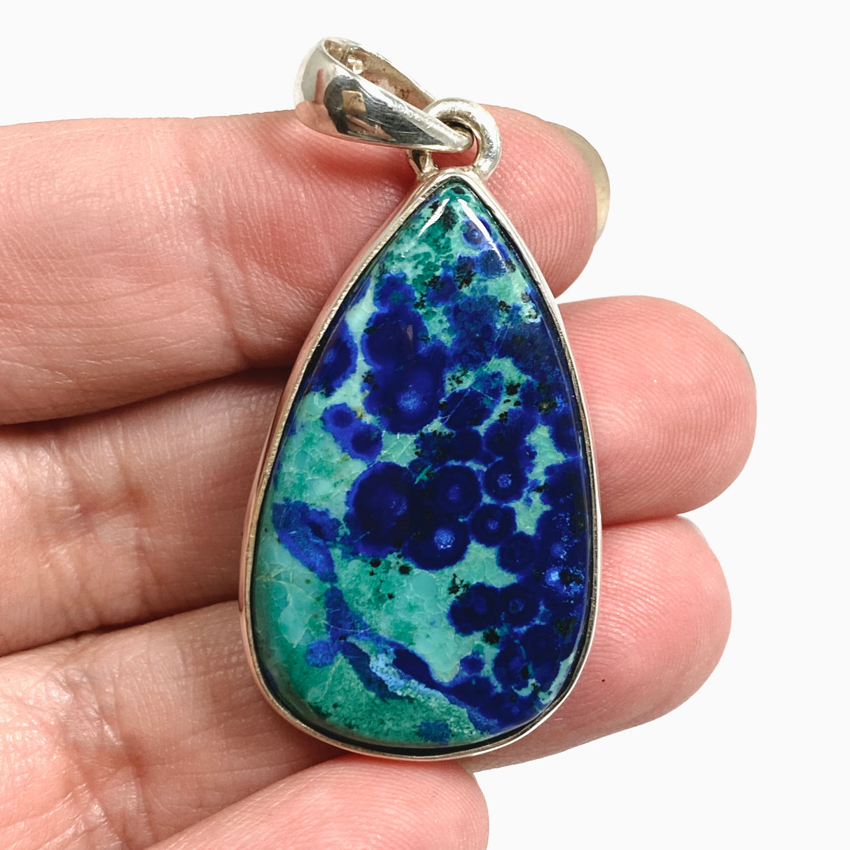 Chrysocolla and Azurite Teardrop Cabochon Pendant PPGJ1188