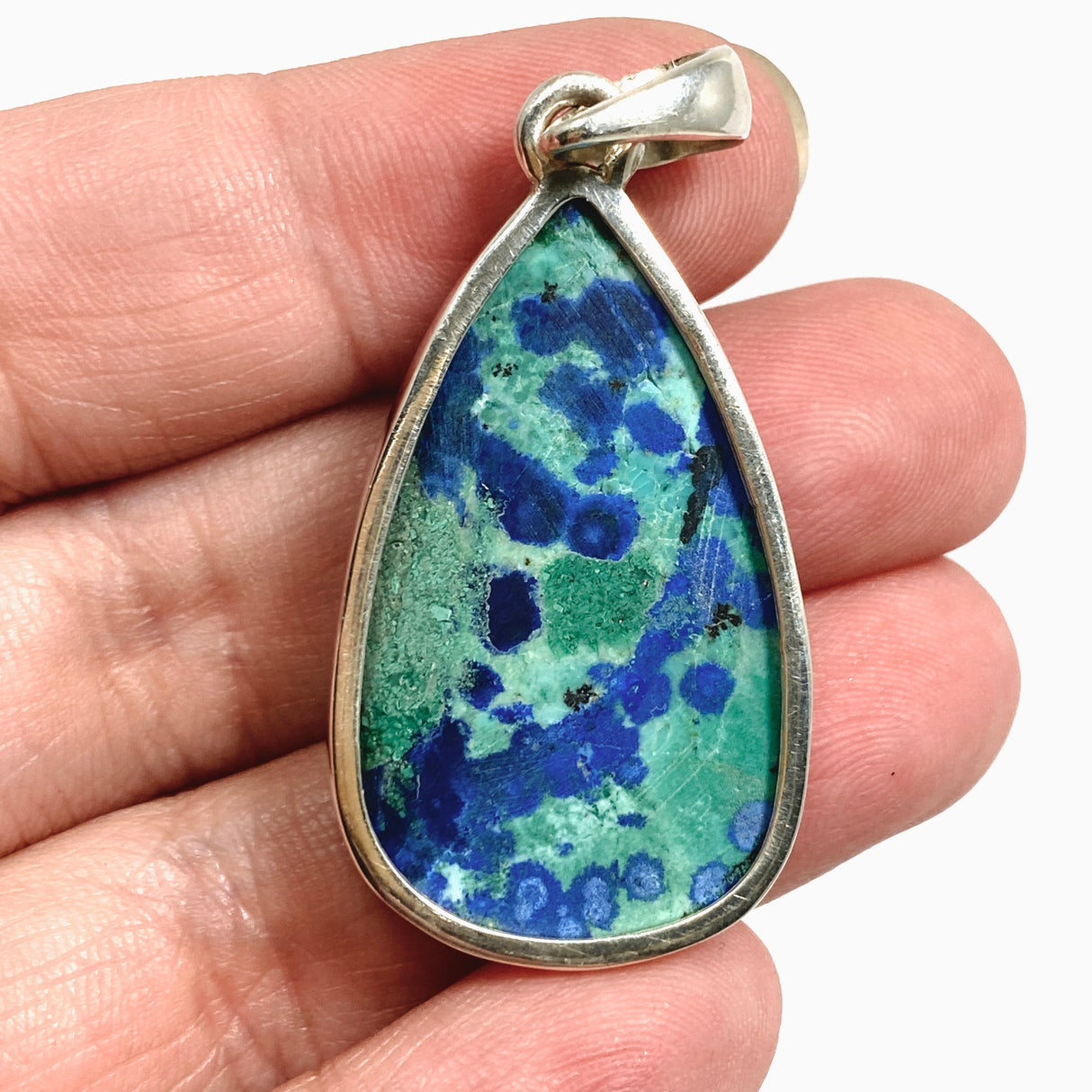 Chrysocolla and Azurite Teardrop Cabochon Pendant PPGJ1188