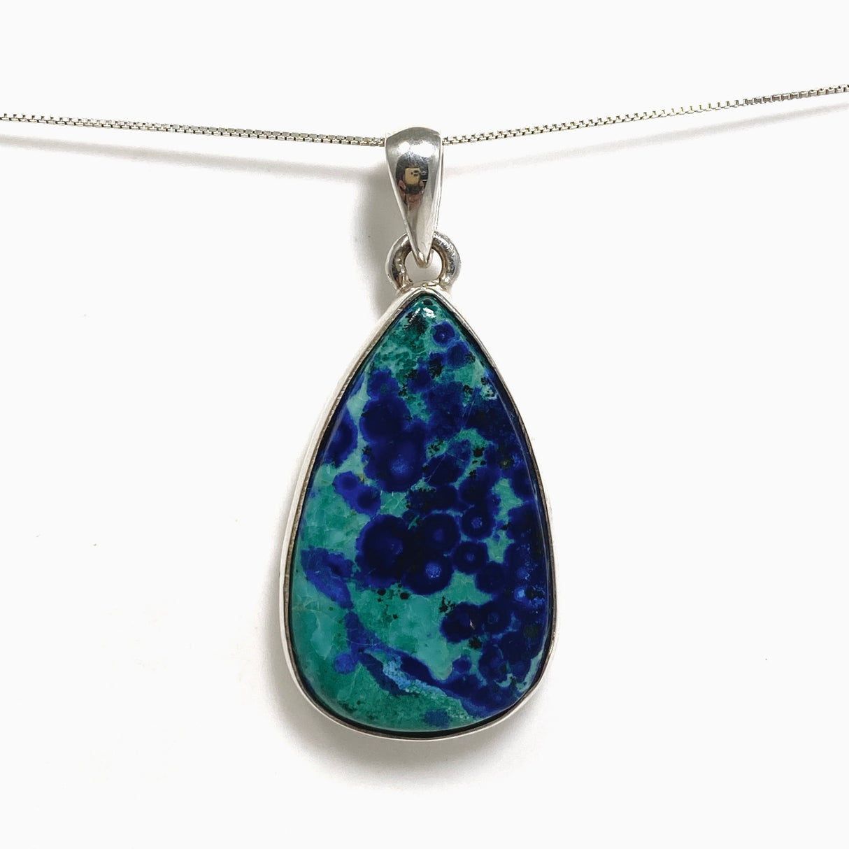Chrysocolla and Azurite Teardrop Cabochon Pendant PPGJ1188