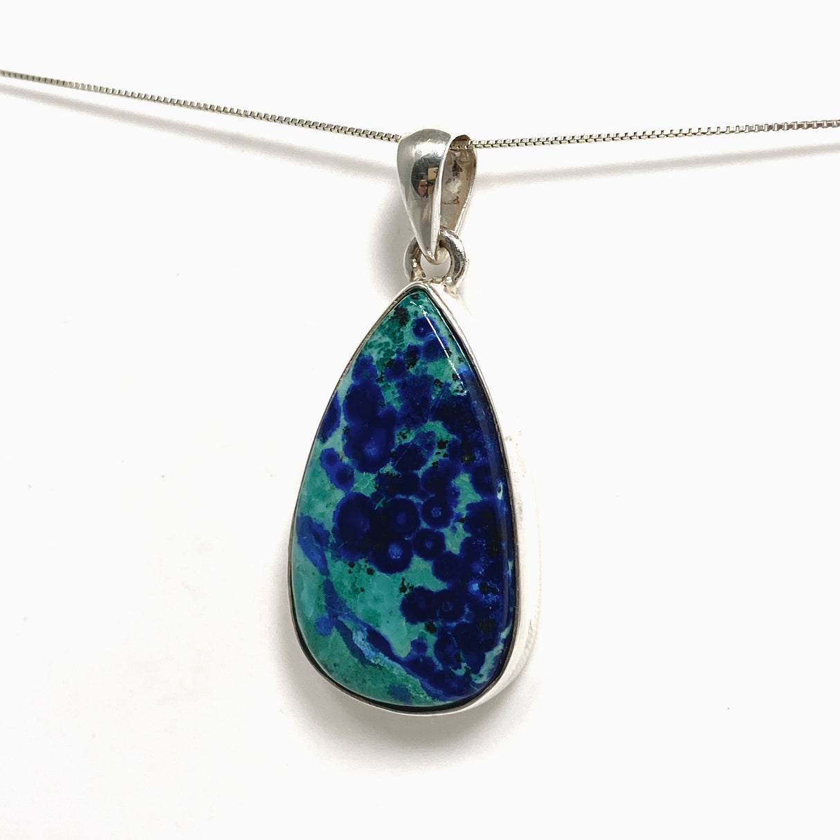 Chrysocolla and Azurite Teardrop Cabochon Pendant PPGJ1188