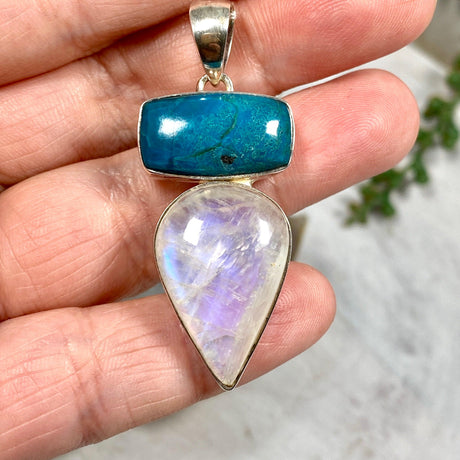 Chrysocolla and moonstone pendant KPGJ2043 - Nature's Magick