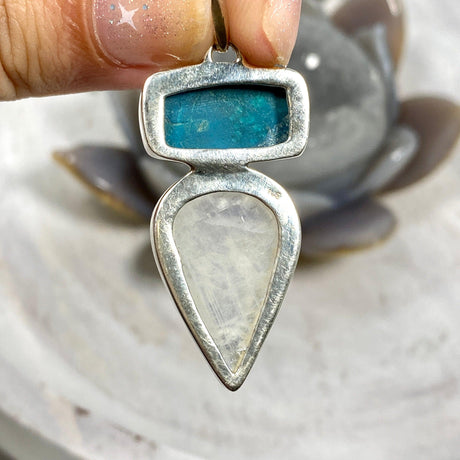 Chrysocolla and moonstone pendant KPGJ2043 - Nature's Magick