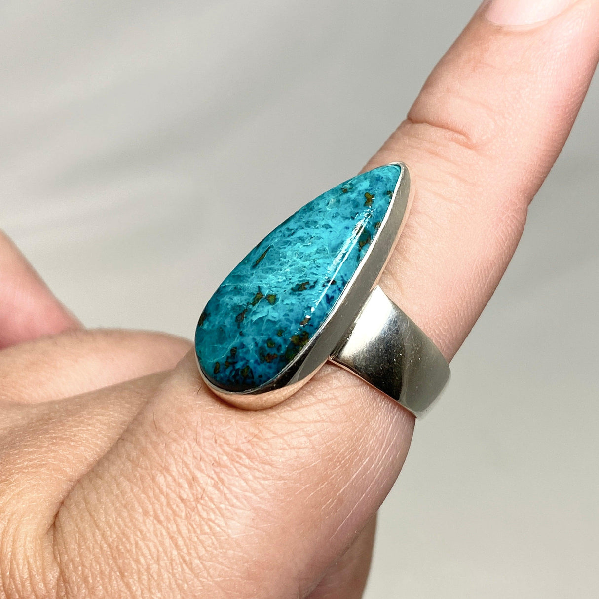 Chrysocolla and Shattuckite Teardrop Ring Size 10 KRGJ3223 - Nature's Magick