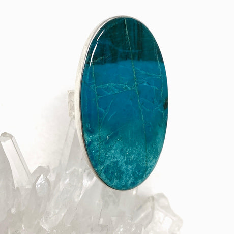 Chrysocolla Oval Ring with a Hammered Band Size 9 KRGJ3228 - Nature's Magick