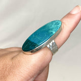 Chrysocolla Oval Ring with a Hammered Band Size 9 KRGJ3228 - Nature's Magick