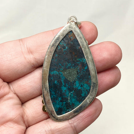 Chrysocolla with Cuprite Freeform Pendant in a Decorative Setting KPGJ4433 - Nature's Magick