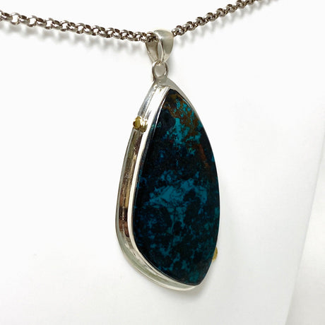 Chrysocolla with Cuprite Freeform Pendant in a Decorative Setting KPGJ4433 - Nature's Magick