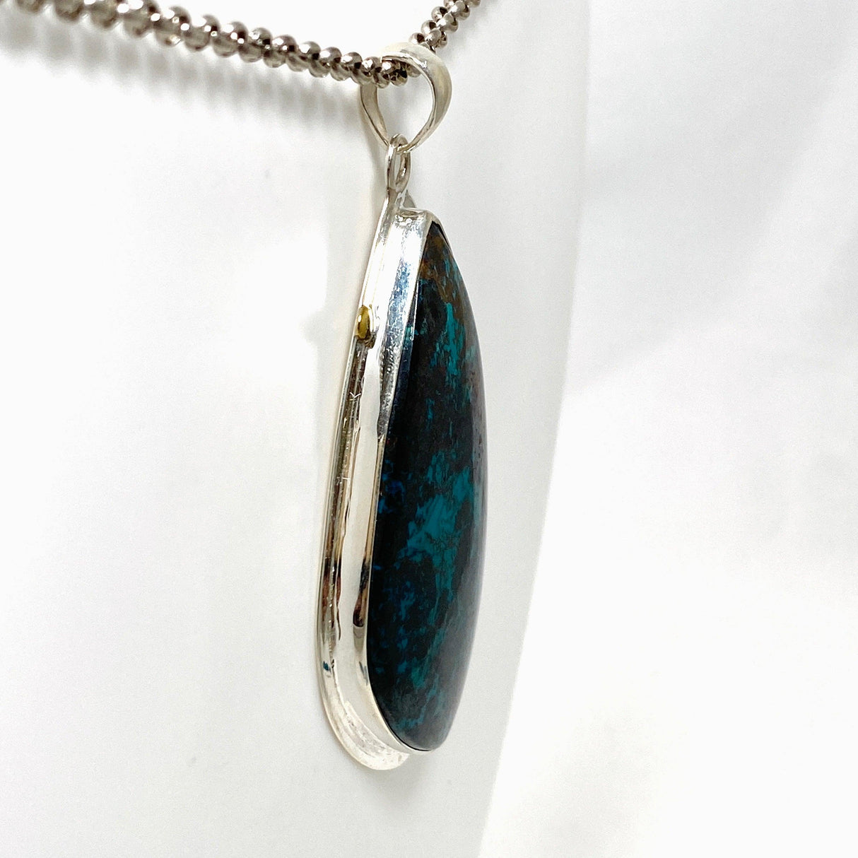 Chrysocolla with Cuprite Freeform Pendant in a Decorative Setting KPGJ4433 - Nature's Magick