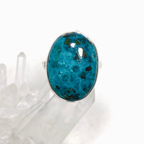 Chrysocolla with Shattuckite and Dioptase Oval Split Band Ring Size 9 KRGJ3230 - Nature's Magick