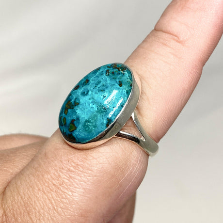 Chrysocolla with Shattuckite and Dioptase Oval Split Band Ring Size 9 KRGJ3230 - Nature's Magick