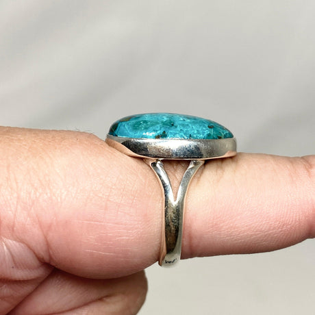 Chrysocolla with Shattuckite and Dioptase Oval Split Band Ring Size 9 KRGJ3230 - Nature's Magick