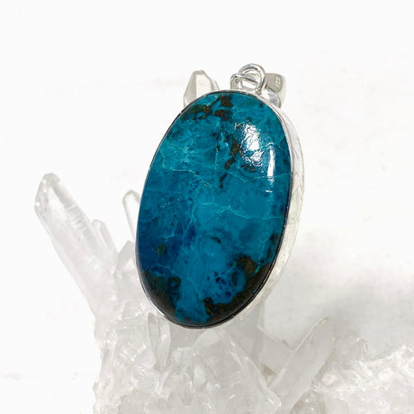 Chrysocolla with Shattuckite Oval Pendant in a Hammered Setting KPGJ4416 - Nature's Magick