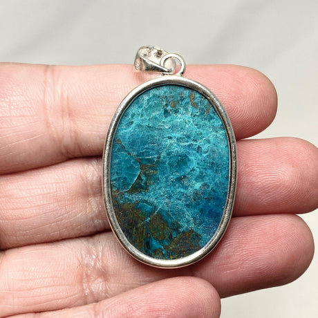 Chrysocolla with Shattuckite Oval Pendant in a Hammered Setting KPGJ4416 - Nature's Magick