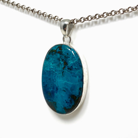 Chrysocolla with Shattuckite Oval Pendant in a Hammered Setting KPGJ4416 - Nature's Magick