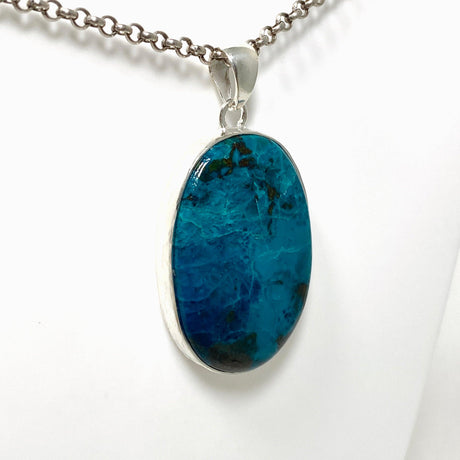 Chrysocolla with Shattuckite Oval Pendant in a Hammered Setting KPGJ4416 - Nature's Magick