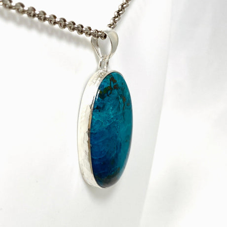 Chrysocolla with Shattuckite Oval Pendant in a Hammered Setting KPGJ4416 - Nature's Magick