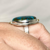 Chrysocolla with Shattuckite Oval Ring with Brass Accents Size 11 KRGJ3226 - Nature's Magick