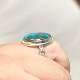 Chrysocolla with Shattuckite Oval Ring with Brass Accents Size 11 KRGJ3226 - Nature's Magick