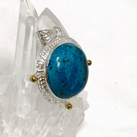 Chrysocolla with Shattuckite Round Pendant in a Decorative Setting KPGJ4424 - Nature's Magick