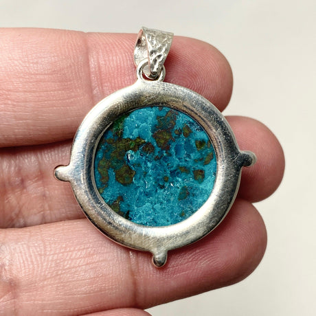 Chrysocolla with Shattuckite Round Pendant in a Decorative Setting KPGJ4424 - Nature's Magick