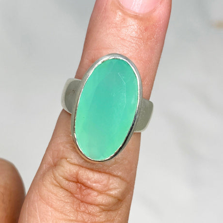 Chrysoprase Faceted Oval Ring Size 6.5 PRGJ470 - Nature's Magick