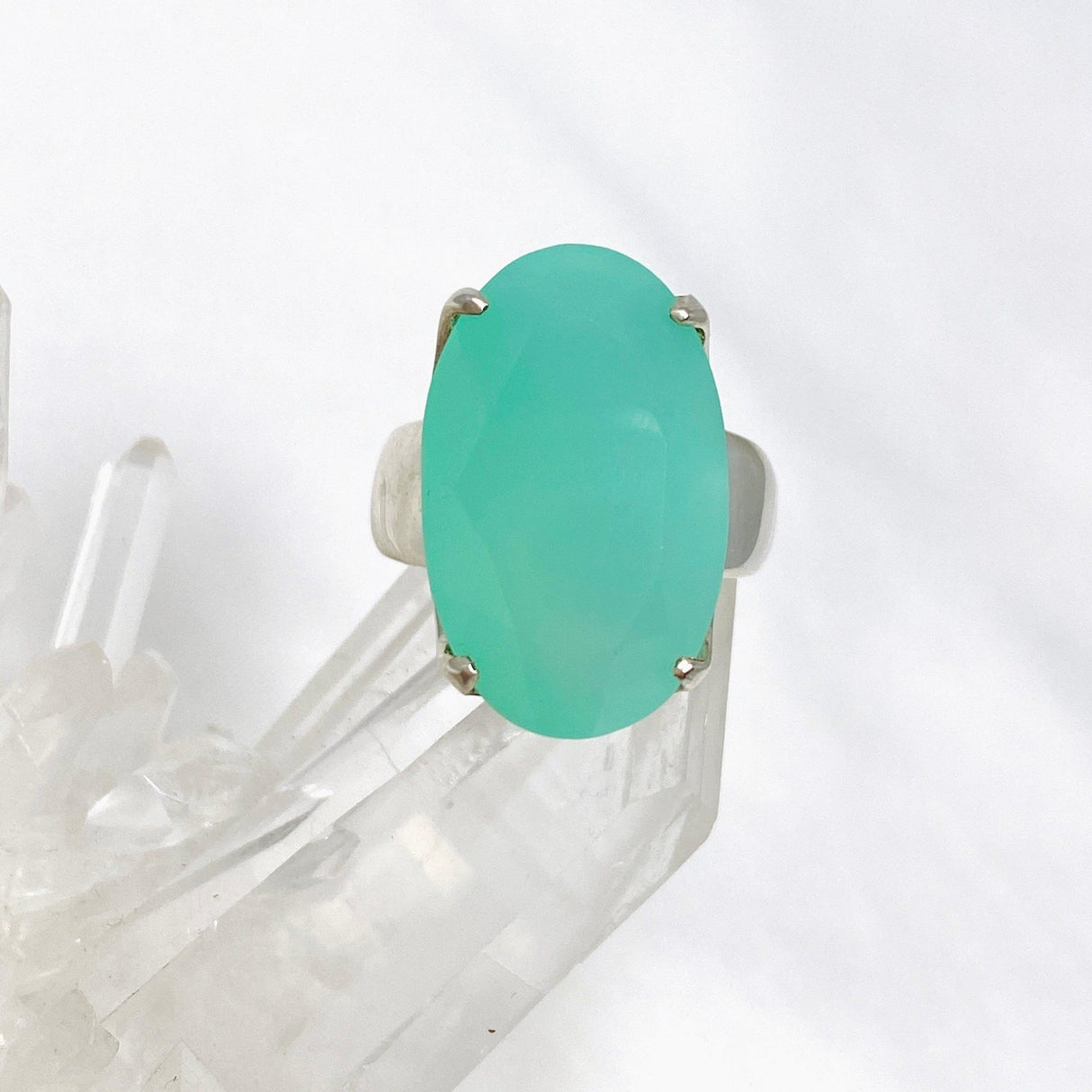 Chrysoprase Faceted Oval Ring Size 7.5 PRGJ469 - Nature's Magick