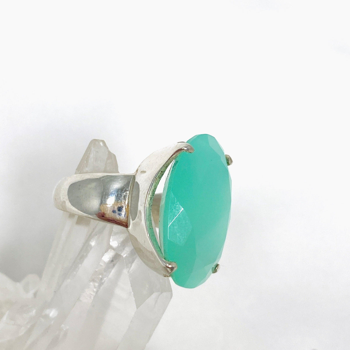 Chrysoprase Faceted Oval Ring Size 7.5 PRGJ469 - Nature's Magick