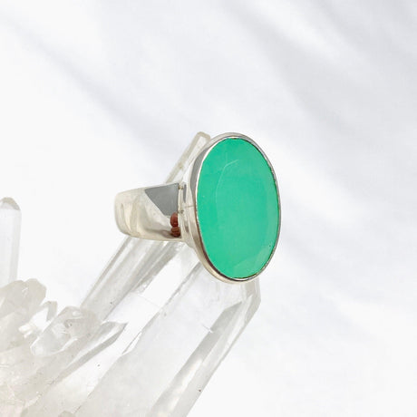 Chrysoprase Faceted Oval Ring Size 7.5 PRGJ472 - Nature's Magick