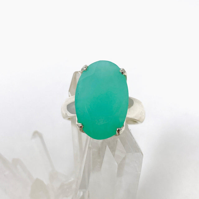 Chrysoprase Faceted Oval Ring Size 7 PRGJ473 - Nature's Magick