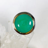 Chrysoprase round ring with brass detailing s.11 KRGJ2942 - Nature's Magick