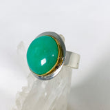 Chrysoprase round ring with brass detailing s.11 KRGJ2942 - Nature's Magick