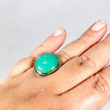 Chrysoprase round ring with brass detailing s.11 KRGJ2942 - Nature's Magick