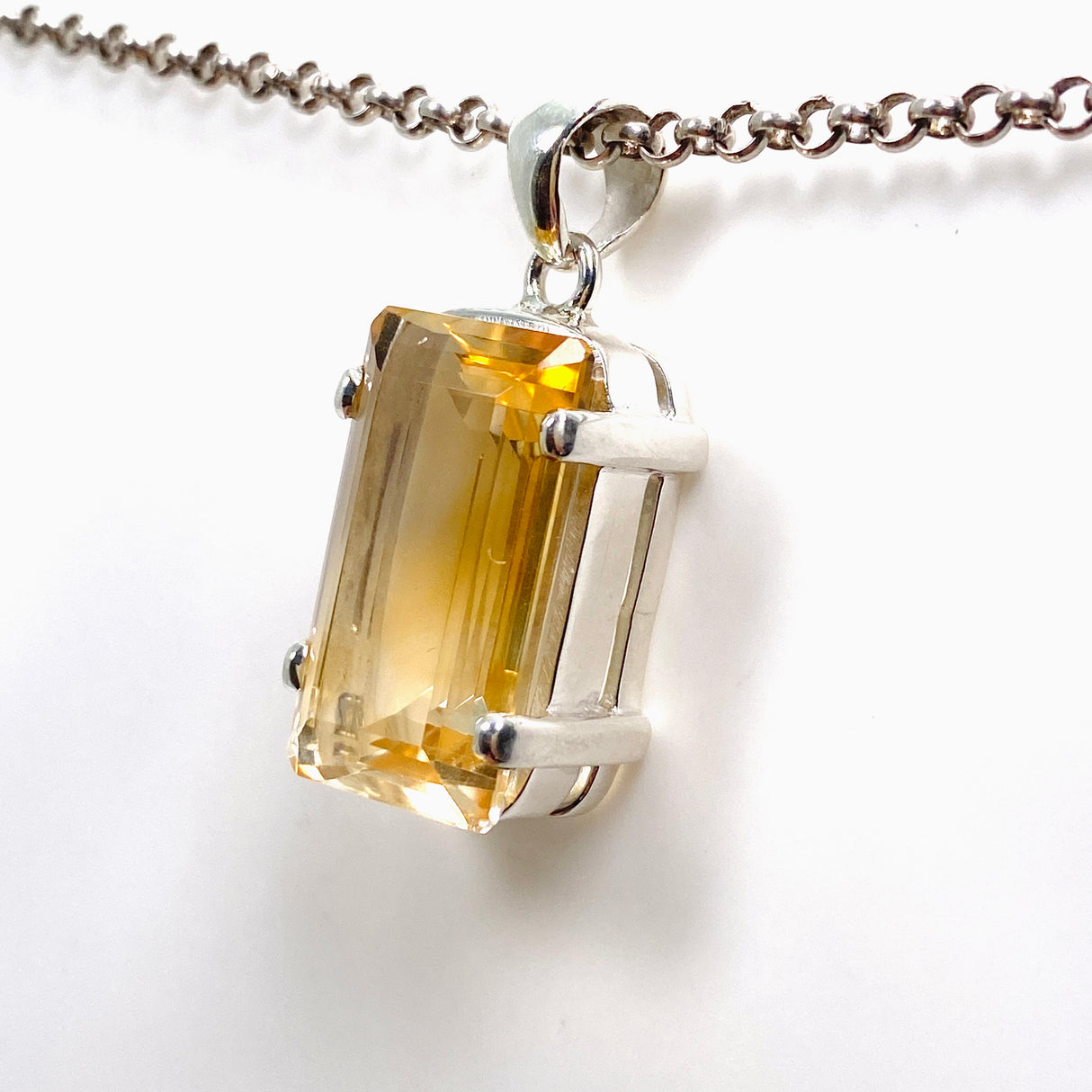 Citrine Emerald Cut Faceted Pendant KPGJ4794