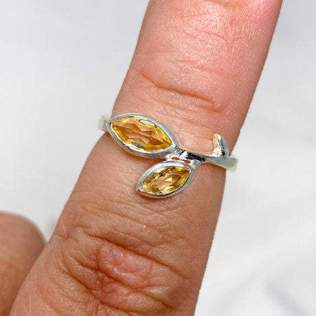 Citrine Faceted Marquise Multistone Leaf Ring R3735 - Nature's Magick