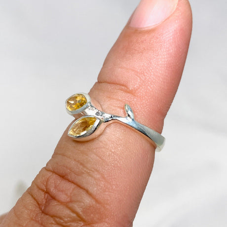 Citrine Faceted Marquise Multistone Leaf Ring R3735 - Nature's Magick