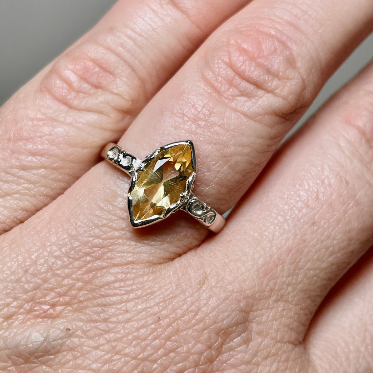 Citrine Faceted Marquise Ring in a Decorative Setting R3726